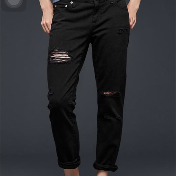 GAP Denim - Distressed midrise black jeans