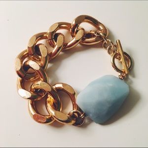 Jewelmint Chunky Gold Bracelet with Amazonite