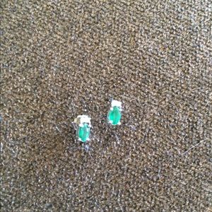 Emerald with diamond earrings