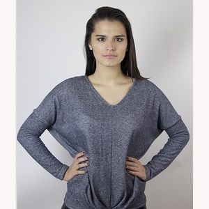Blue V Neck Sweater Top
