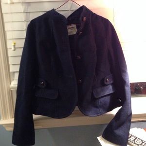 Navy blue button up jacket with pockets