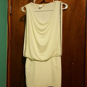 Cream cocktail dress, ivory rhinestones, like new