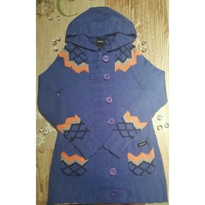 Insight Skater Surfer Blue Long Cardigan Sweater M