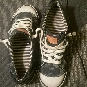 🎀FlashSale!🎀Navy Canvas Coach Shell toe shoes