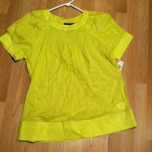 Bundle Lime green blouse and blue poka dot dress