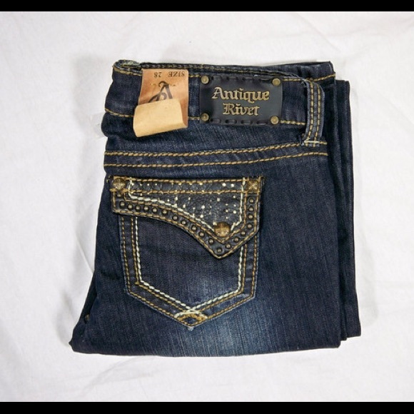 Authentic Antique Rivet Straight Leg Womens Jeans - Picture 1 of 3