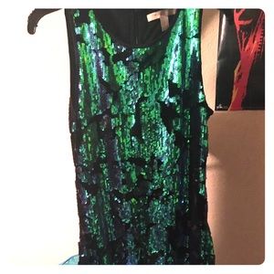 Green & Black Sequin dress