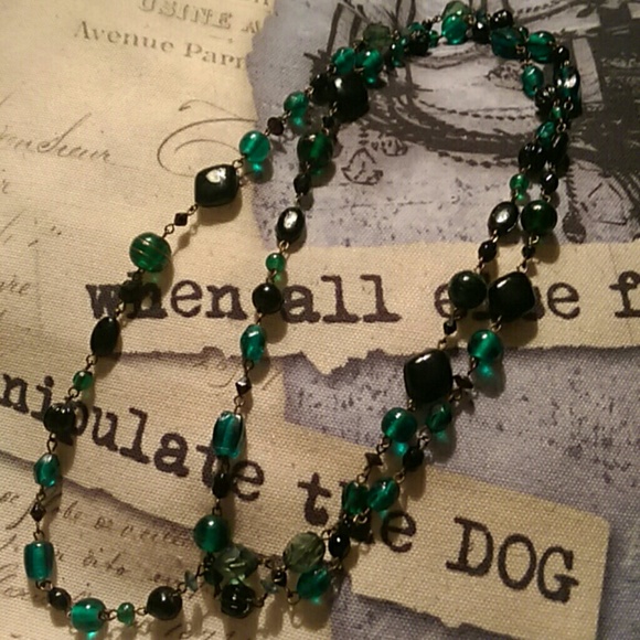 Extra Long Gatsby Vintage Glass Necklace Trades OK