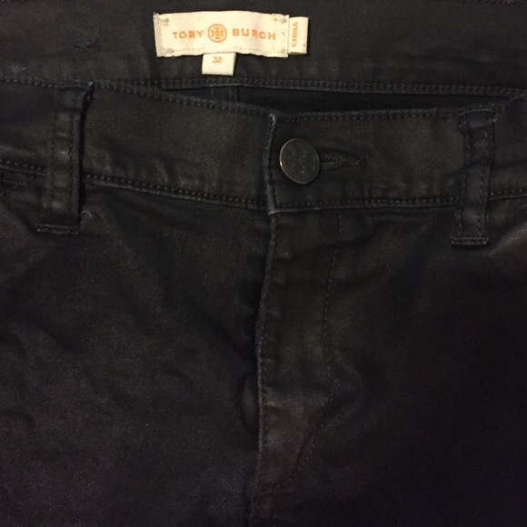 Tory Burch waxy black jeans