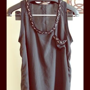 Chain-trimmed Black Tank