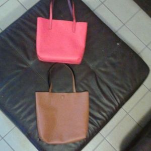 2 large tote bags/purses. Purple/Red & Black/Brown