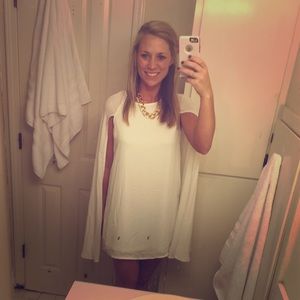 White Cape Sleeve Dress