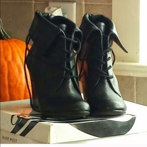 Booties wedge lace up combat boots