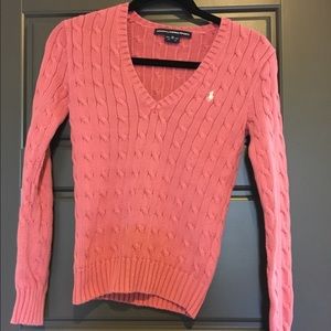 Ralph Lauren Sport Cable Knit Pink Sweater