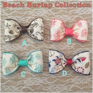 Burlap Coastal Beach Summer Bows Hairbows