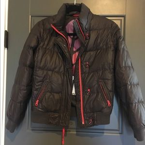 Gap Puffy Bomber Jacket with Detachable Hood