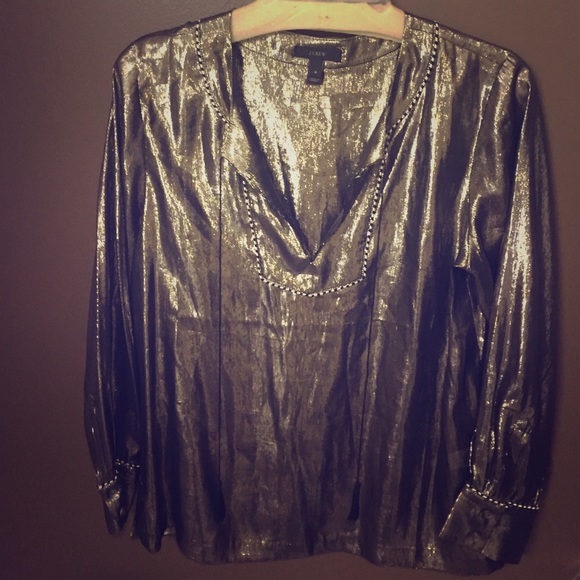 Metallic J Crew silk blouse