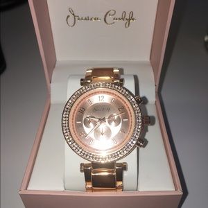 Jessica Carlyle rose gold watch with crystal bezel