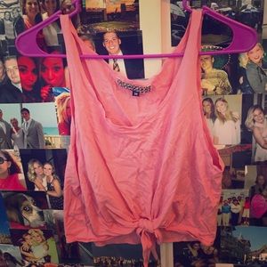 Pink front tie Crop top, Groceries M
