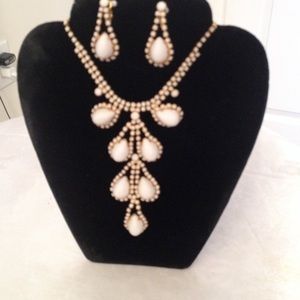 Antique white necklace and earrings