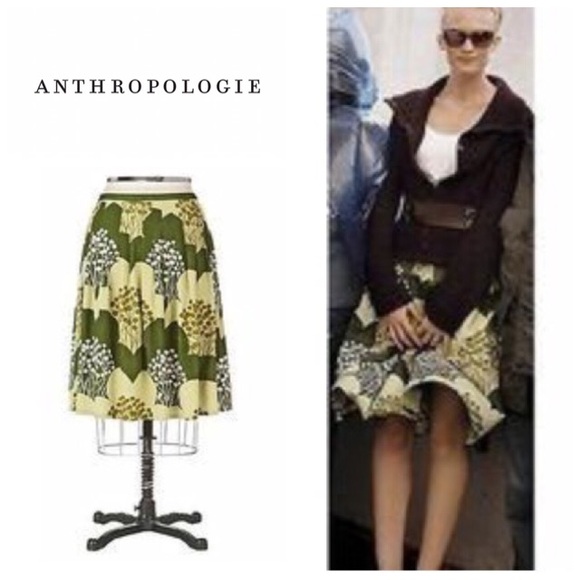 Anthropologie Dresses & Skirts - Anthropologie Ipsa green floral skirt