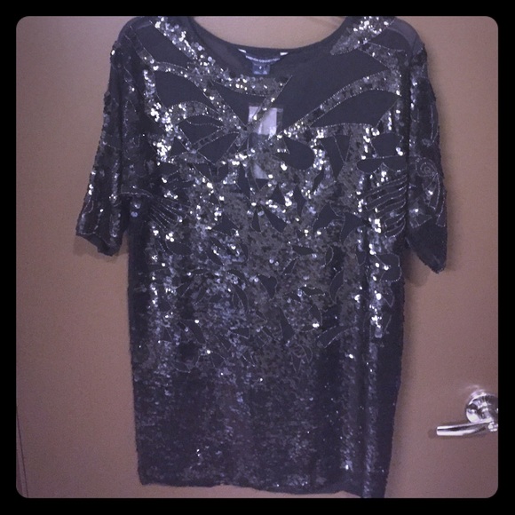 GORGEOUS French Connection black sequin dress NWT