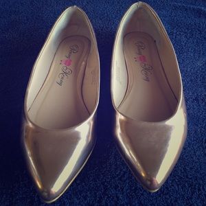 Rose Gold patent look flats
