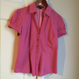 Hot pink Express patterned button down