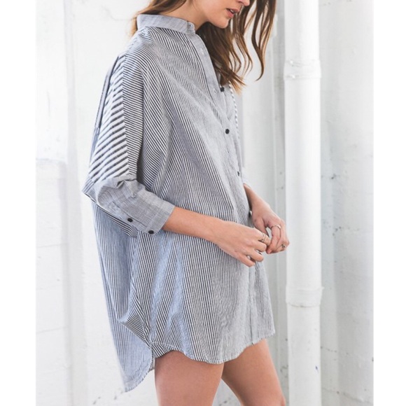 "Tuesday Ordinary" Striped Boyfriend Shirt - Picture 2 of 4