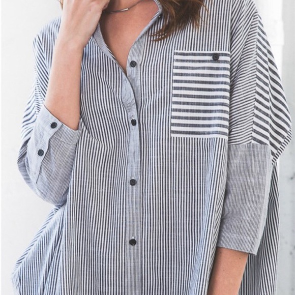 "Tuesday Ordinary" Striped Boyfriend Shirt - Picture 4 of 4