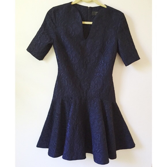 New Label Five Twelve Navy Flare Jacquard Dress 6 - Picture 7 of 7