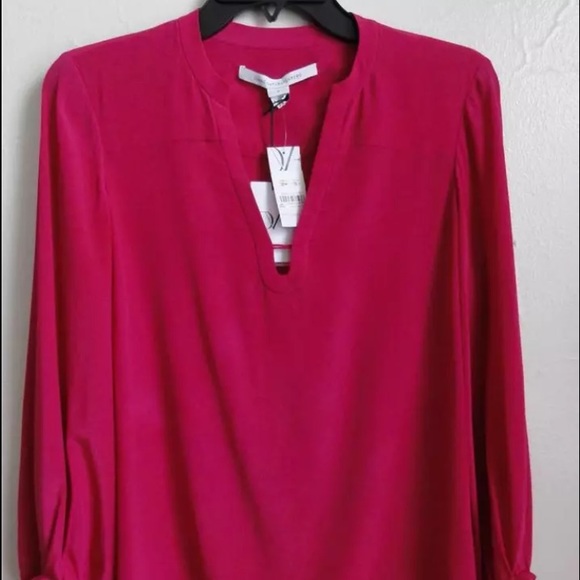 NWT DVF TANYANA CLEAN Top PinkDhalia SZ4 SILK