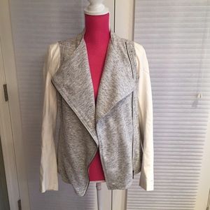 Leather sleeves stretch jacket