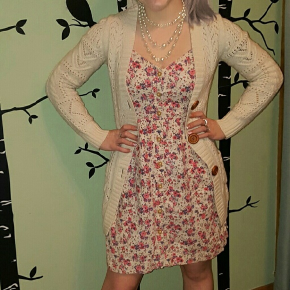 Aerie Floral Button Front Cotton Sun Dress