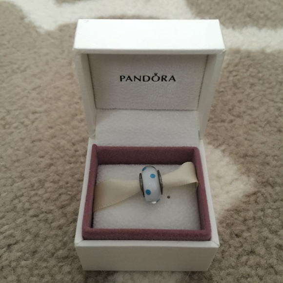 Blue and white Pandora charm