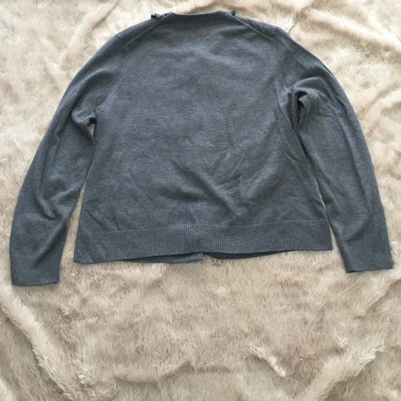 Lands' End ruffle front gray cardigan sweater - Picture 4 of 4