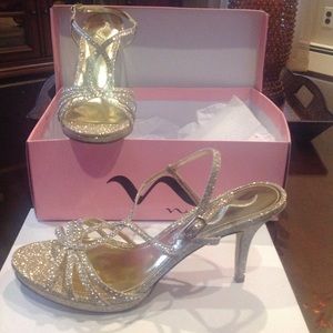 Nina gold evening sandals