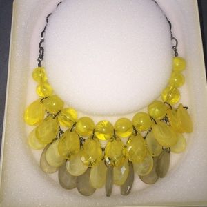 Yellow lucite teardrop waterfall necklace