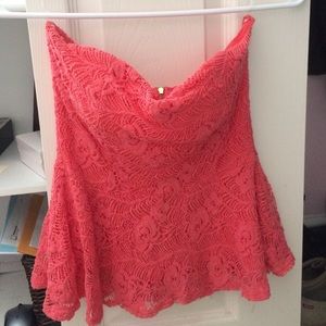 Strapless coral top