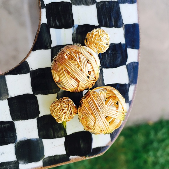 gold double earrings