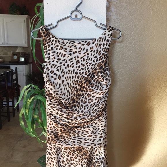 Tadashi Collection Silk Leopard Print Dress - 6