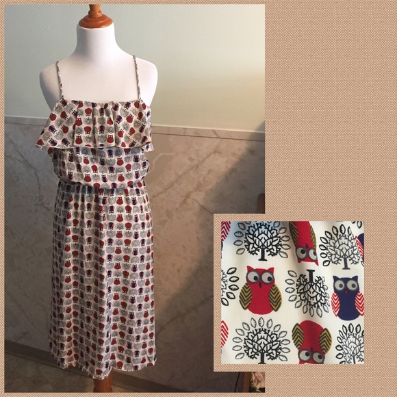 Cute Owl Sundress w/Ruffled Front & Bloused Top 2x