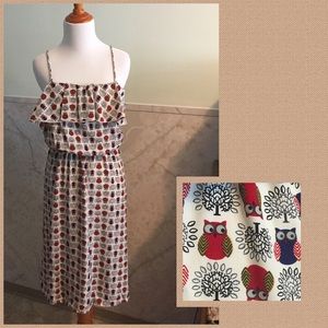 Cute Owl Sundress w/Ruffled Front & Bloused Top 2x