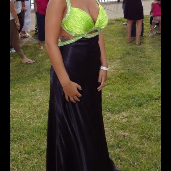 Black and green prom dress