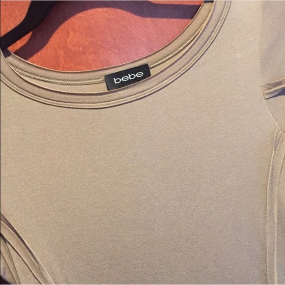 Long sleeve nude Bebe cocktail dress - Picture 4 of 4