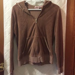 Tan Juicy Couture Zip Up Hoodie- Size Extra Large