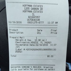 Shipping receipt for @ k_ferretti