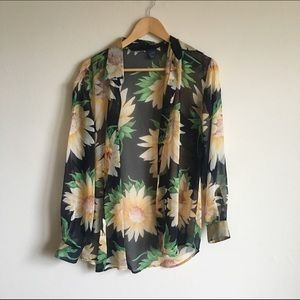 Floral Sheer Button Down