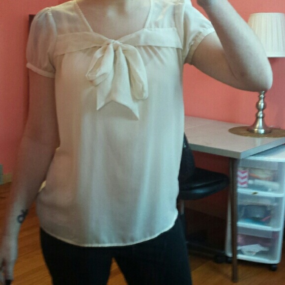 Ivory bow blouse
