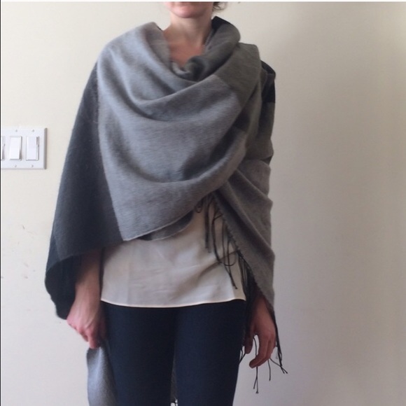 Oversized Poncho With Fringe
